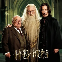 Movie poster for Harry Potter with Danny DeVito as Albus Dumbledore and Keanu Reeves as Severus Snape