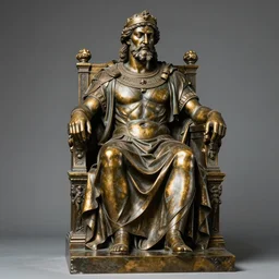 bronze sculpture of the ruler of the tartarus, neo - classical style, very detailed, masterful, sitting on a throne, professional photography, imposing and dominating