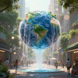 organic city street with levitating earth terraformed waterfalls floating, bokeh, radiant lighting, sylvain sarrailh, artstation, ismail inceoglu, liam brazier, petros afshar