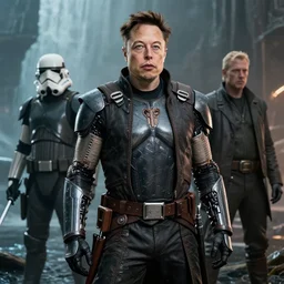 detailed ultrarealistic photography front medium shot of elon musk, warrior, starwars, fantasy, waterworld, postapocalyptic, cyberpunk cyborg, leyendecker, norman rockwell, artstation cinematic, vray game of thrones, lord of the rings