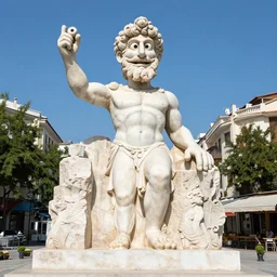 Giant Greek Sculpture of Elmo, in the city square of a city in Greece, Pristine, detailed