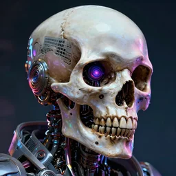 maximalist detailed scifi robot skull portrait. lowbrow scifi artwork by kidsquidy. ray tracing hdr polished sharp in visionary psychedelic fineart style inspired by alex grey and cameron gray