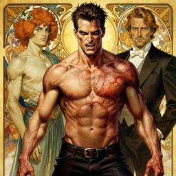 the platonic ideal of cletus kasady carnage by artgerm and greg rutkowski and alphonse mucha