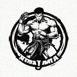 a epic logo about martial arts MMA, vectorial, black and white, highly detailed, figurative