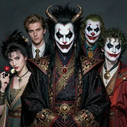 photorealistic portrait of nosferatu wearing intricate shao khan costume, bizarre voodoo makeup, clown makeup, by amano, karol bak, greg rutkowski, and akira toriyama, tonalism, hyperrealistic, artgerm, masterpiece.
