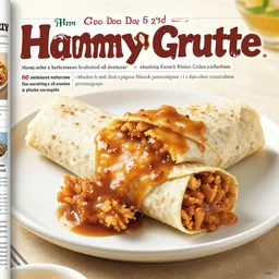 magazine advert for the new hot lumpy gristle wrap with mama's five day old greasy gravy