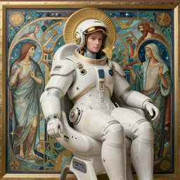 hyper realistic photography of renaissance space holy queen pilot amazon cinematic, brom, mucha, moebius, craig mullins, juan gimenez artstation cgsociety full body shot