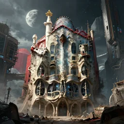 a beautiful detailed rendering of industrial architecture chamber city architecture urbex unfinished building by antoni gaudi, assassin's creed sci - fi futuristic wilderness moon bladerunner 2 0 4 9 extraterrestial retrowave, archdaily, wallpaper, highly detailed, trending on artstation.