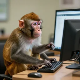 a monkey trying to understand how a computer work