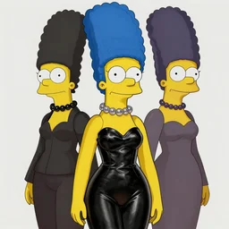 Marge Simpsons as a heroine in black leather, intricate, elegant, highly detailed, centered, digital painting, artstation, concept art, smooth, sharp focus, illustration, art by artgerm and donato giancola and Joseph Christian Leyendecker, Ross Tran, WLOP