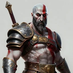 highly detailed portrait of kratos wearing doomguard armor, hyperrealistic illustration by william didier - pouget