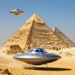 the aliens using their ufo's to deliver the pyramid of giza