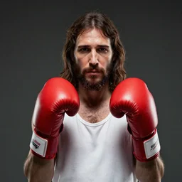 jesus christ wearing boxing gloves