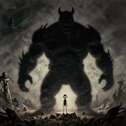 squidward as a shadow of the colossus boss by zdzisław beksiński
