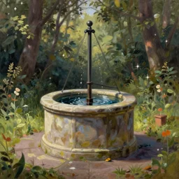 an old well that's ran out of water, highly detailed, oil painting, masterpiece, nature, fantasy illustration, romanticism