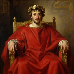 beautiful oil painting, steve buscemi in royal crimson robes enthroned as the god emperor of ancient rome a golden wreath upon his head, by anders zorn, wonderful masterpiece by greg rutkowski, beautiful cinematic light, american romanticism, by thomas lawrence, greg rutkowski