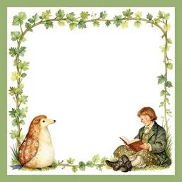 fauna vine vignette game asset vector art, smooth style, negative space, illustrated by peggy fortnum and beatrix potter and sir john tenniel