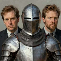 the doomslayer as a realistic knight, closeup portrait art by norman rockwell and donato giancola and greg rutkowski
