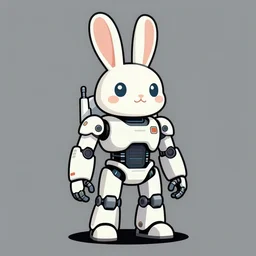 a hybrid between a robot and a humanoid rabbit, illustration, digital art