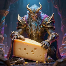 the interdimensional lord of cheese saves humanity, detailed, intricate, colorful lighting, trending of artstation, 4 k, hyperrealistic, focused, extreme details, cinematic, masterpiece
