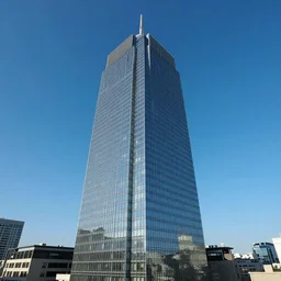 The glass above the city, blue sky, magical atmosphere, photorealistic