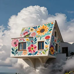 house by calatrava, white sea cloud, summer morning, very coherent and colorful high contrast, art by! gediminas pranckevicius! geof darrow, pastel color, volumetric lighting, cinematic, floralpunk screen printing woodblock, dark shadows, hard lighting, stippling art