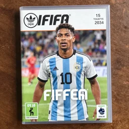 the next football superstar from 2034 on the cover of the Fifa game of that very year, high quality very detailed 4k