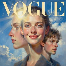 3 d, sci - fi, morning, smiling fashion model face, sun, cinematic, clouds, sun rays, vogue cover style, poster art, blue mood, realistic painting, intricate oil painting, high detail illustration, figurative art, multiple exposure, poster art, by tooth wu and wlop and beeple and greg rutkowski
