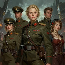 portrait of a communist greta, epic, tragic, military art, fantasy, dieselpunk, hd shot, digital portrait, beautiful, artstation, comic style, by artgerm, guy denning, jakub rozalski, magali villeneuve and charlie bowater