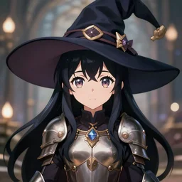 magical adorable young cute anime elf girl witch hat long black hair, magical armor. symmetrical face. symmetrical detailed defined eyes. beautiful lineart. bokeh pixiv # 1 ranking depth focus, chromatic aberration, noise, soft lighting, srgb, 4 k, cinematic rembrant kuvshinov ross tran craig mullins leyendecker wlop guweiz