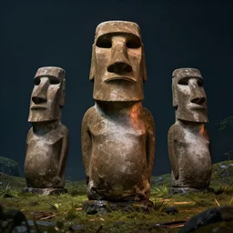 Moai, Epic lighting, trending on artstation, artstationHD, artstationHQ, unreal engine, 4k, 8k