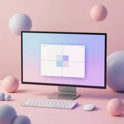 surrealistic volumetric shapes, pastels colors, modern desktop wallpaper, windows 11