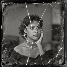 tintype photo of a broken mirror