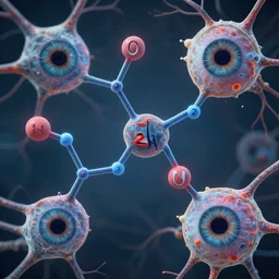 organic chemical structures c 2 0 h 2 5 n 3 o combining with neurons in the depths of eyes, highly detailed, photo, madness