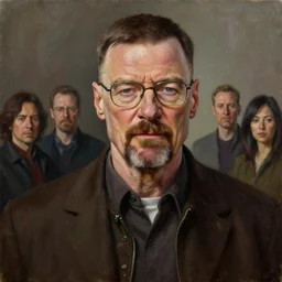 cinematic portrait of Walter white, oil on canvas, masterpiece, trending on artstation, featured on pixiv, cinematic composition, dramatic pose, beautiful lighting, sharp details, hyper-detailed, HD, HDR, 4K, 8K, art by Tim Hildebrandt and Wayne Barlowe and Bruce Pennington and ruan jia and larry elmore,