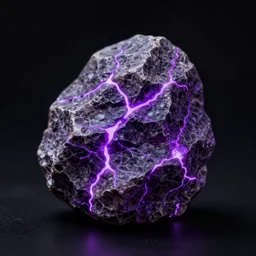 a small rock with purple glowing cracks, black background, digital painting, d&d, fantasy, highly detailed, intricate, smooth, artstation, cinematic lighting