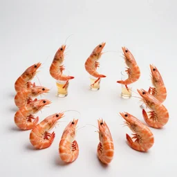 ten shrimp drinking beer and dancing