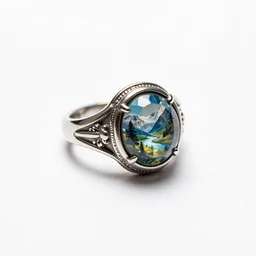 miniature enchanted ring, photorealistic, isolated on a pure white background, centered, entire object in frame, sharp focus, soft studio lighting