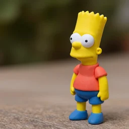 miniature colorful clay sculpture of Bart Simpson, macro, dslr photo