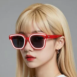 blonde gyaru fancy sunglasses, red and white neon, concept art, intricate details, highly professionally detailed, cgsociety, highly detailed -