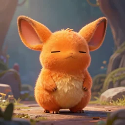 orange spirit axie pet closing its ears, fantasy, style artstation, style greg rutkowsk, octane render, unreal engine 6, epic game graphics, fantasy, conceptual art, ray tracing