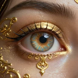 The eye of god Rah, intricate, ornate, photorealistic, ultra detailed, gold, octane render, high definition, depth of field, bokeh, 8k, artstation