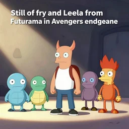 “ Still of fry and Leela from Futurama in avengers endgame”
