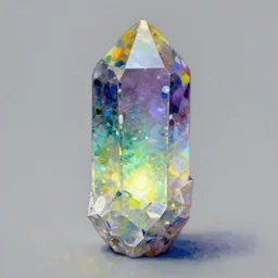 a painterly stylized!! glowing moldavite crystal!! by james gilleard
