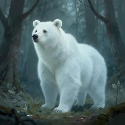 ghostly animal spirit, bear, ghostly forest, byilya kuvshinov and rossdraws, artstation, deviantart, cgsociety