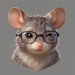 character design portrait of an anthropomorphic furry rat girl with rat ears, wearing medium - sized glasses, eyelids half closed, slight smile, concept art, by wlop, ilya kuvshinov, artgerm, krenz cushart, pixiv.