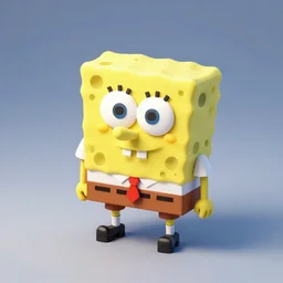 Matte 3d low poly icon of Spongepog Squarechamp, lat lighting, isometric 3d render,