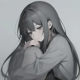 grey anime girl, grey, grey, grey, anime girl, melancholic