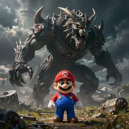 super mario as a dark souls boss by zdzisław beksiński