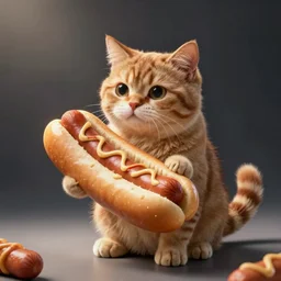 a cat made out of hot dogs, photorealistic, high resolution, cinematic